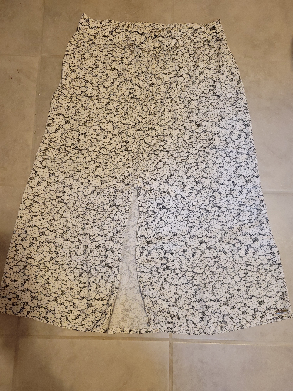 Volcom Womens Black White Button Front Ditsy Floral Print Skirt Slit Small